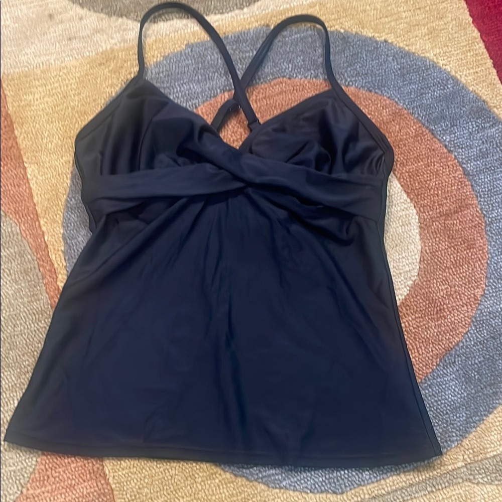 Women’s Athleta Black Tankini Swimsuit Top, Size 34 B/C